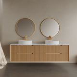 BV81WH Elwood Natural Oak Curved Fluted Wall Hung Vanity - 900 / 1200 / 1500mm