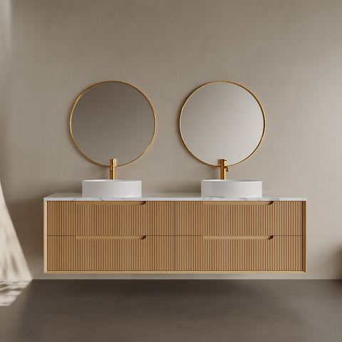 BV81WH Elwood Natural Oak Fluted Wall Hung Vanity - 900 / 1200 / 1500mm