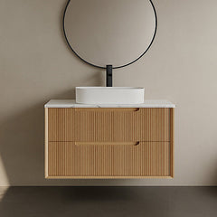 BV81WH Elwood Natural Oak Fluted Wall Hung Vanity - 900 / 1200 / 1500mm