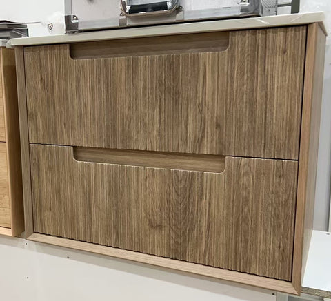 BV45WH Natural Oak Fluted Wall Hung Vanity -750 / 900 / 1200 / 1500mm