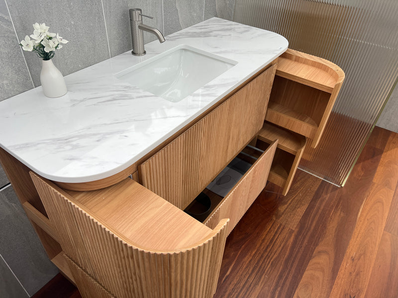 BV83 Wood Texture Freestanding Fluted Plywood Vanity - 900/1200/1500mm