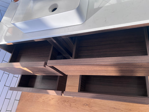 BV98WH Luna Dark Walnut Framed Wall Hung Vanity - 900 / 1200mm