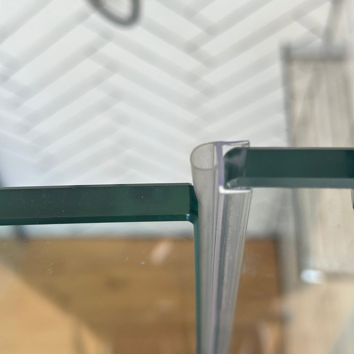 SS08/17 10mm Semi-Frameless Pivot Shower Screen with Top Support Bar & Seals  – Front & Return, 2100mm High
