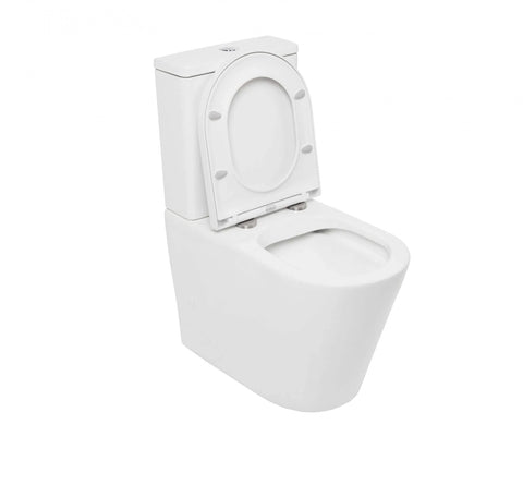 Johnson Suisse Raised Height Back To Wall Tornado Rimless Flush Toilet Suite with Soft Close Seat - White (4 Star)