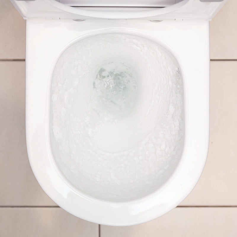 Short Projection Raised Height Back To Wall Tornado Rimless Flush Toilet Suite with Soft Close Seat - White (4 Star)