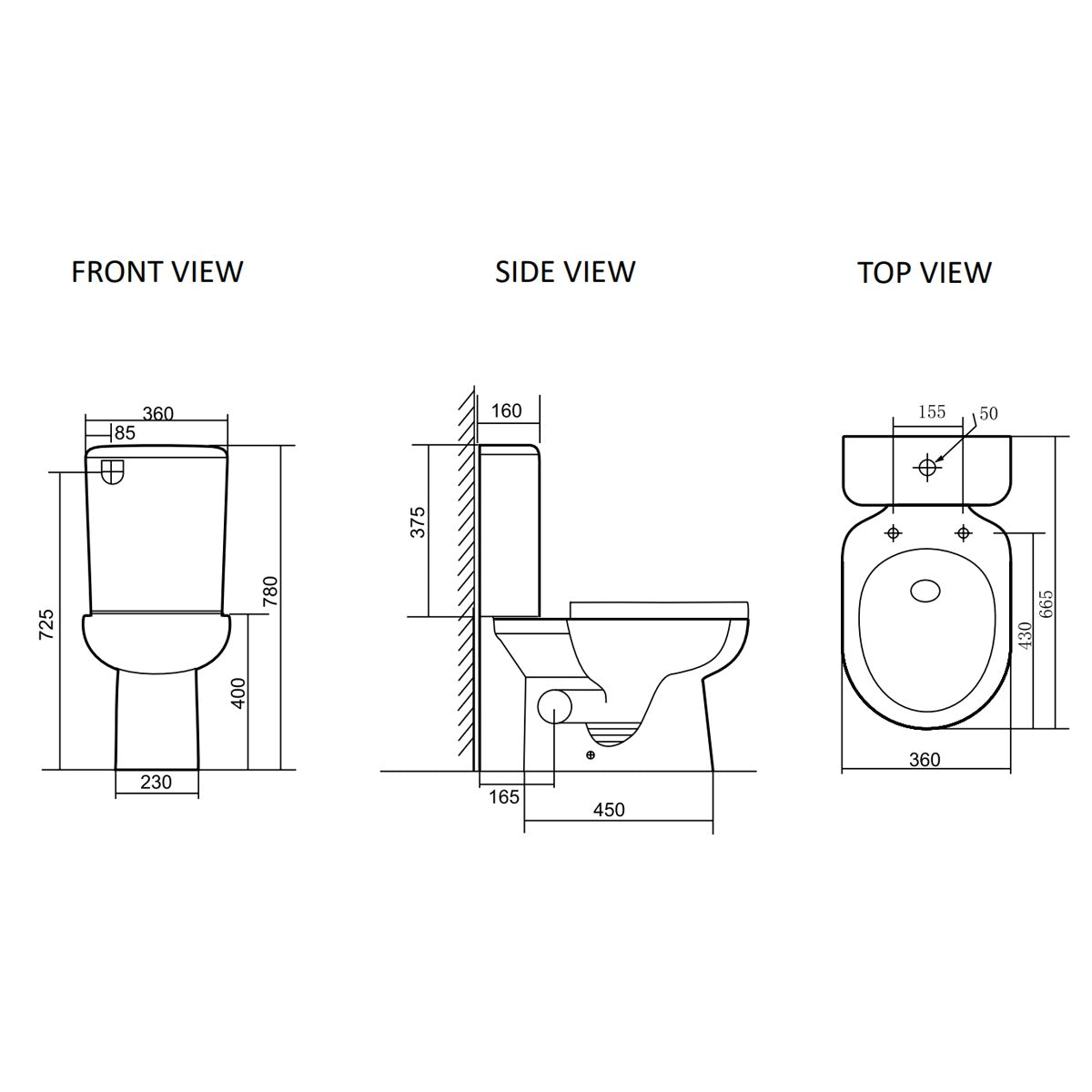 Closed Coupled Tornado Rimless Flush Skew Pan Connection Toilet Suite with Soft Close Seat - White (4 Star)