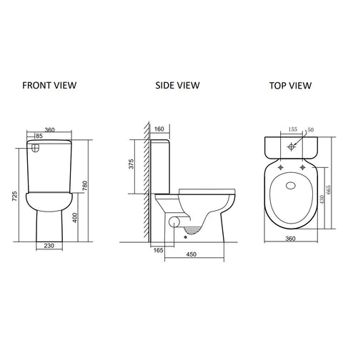 Closed Coupled Tornado Rimless Flush Skew Pan Connection Toilet Suite with Soft Close Seat - White (4 Star)