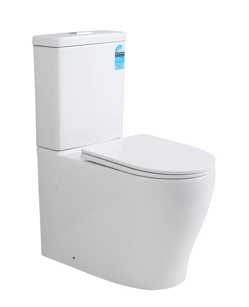 Raised Height Back To Wall Tornado Rimless Flush Toilet Suite with Soft Close Seat - CE038