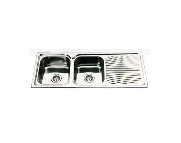 Left/Right Double Bowls with Drainer Top Mount Kitchen Sink 1180x480mm - Stainless Steel