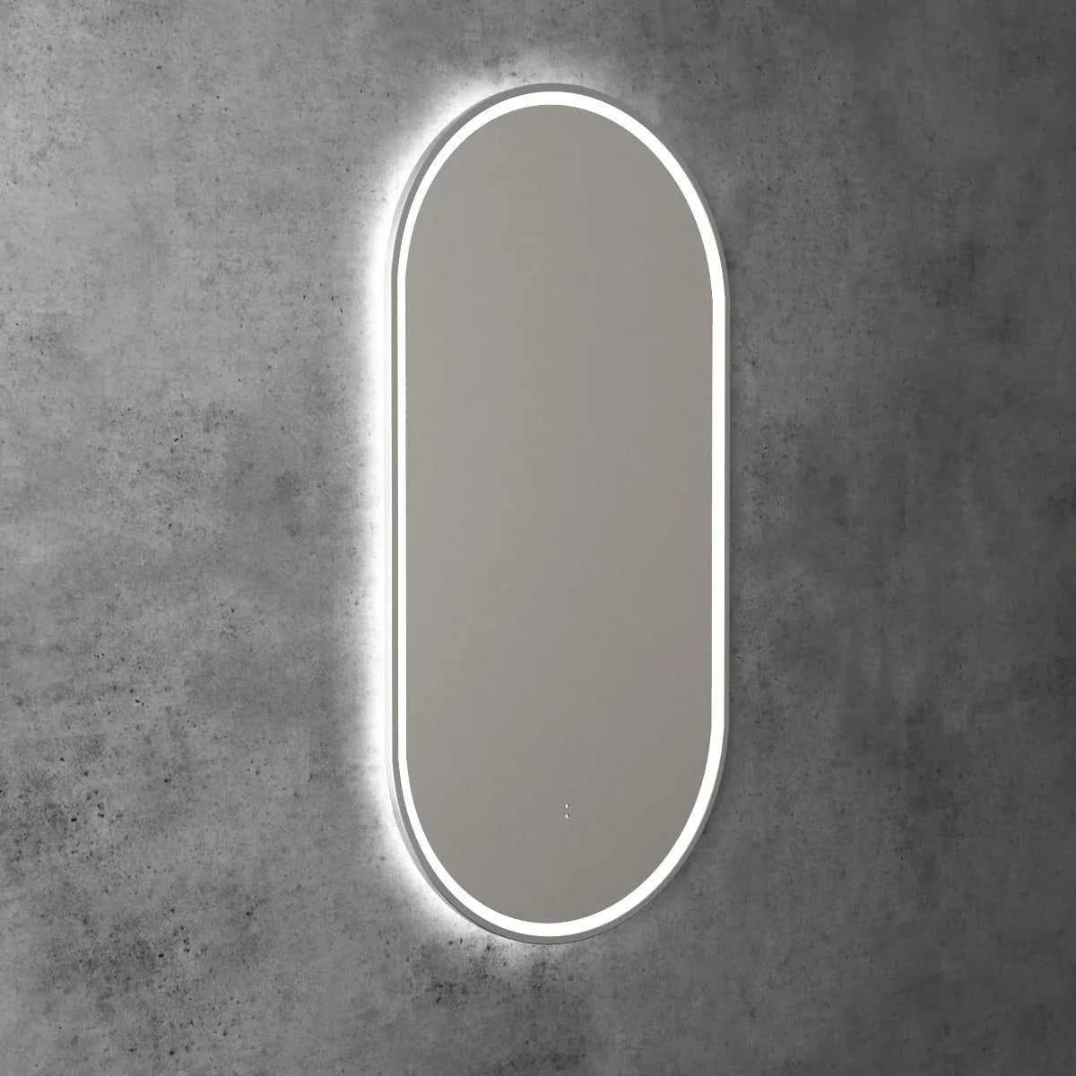 Pill Shape LED Mirror Touchless switch with Demister 450x900mm - Frameless / with Frame