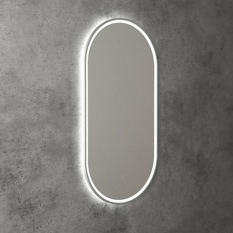 Pill Shape LED Mirror Touchless switch with Demister 450x900mm - Frameless / with Frame