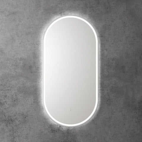 Pill Shape LED Mirror Touchless switch with Demister 450x900mm - Frameless / with Frame