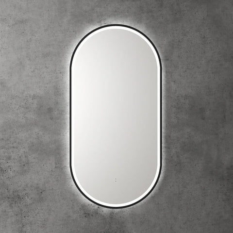 Pill Shape LED Mirror Touchless switch with Demister 450x900mm - Frameless / with Frame