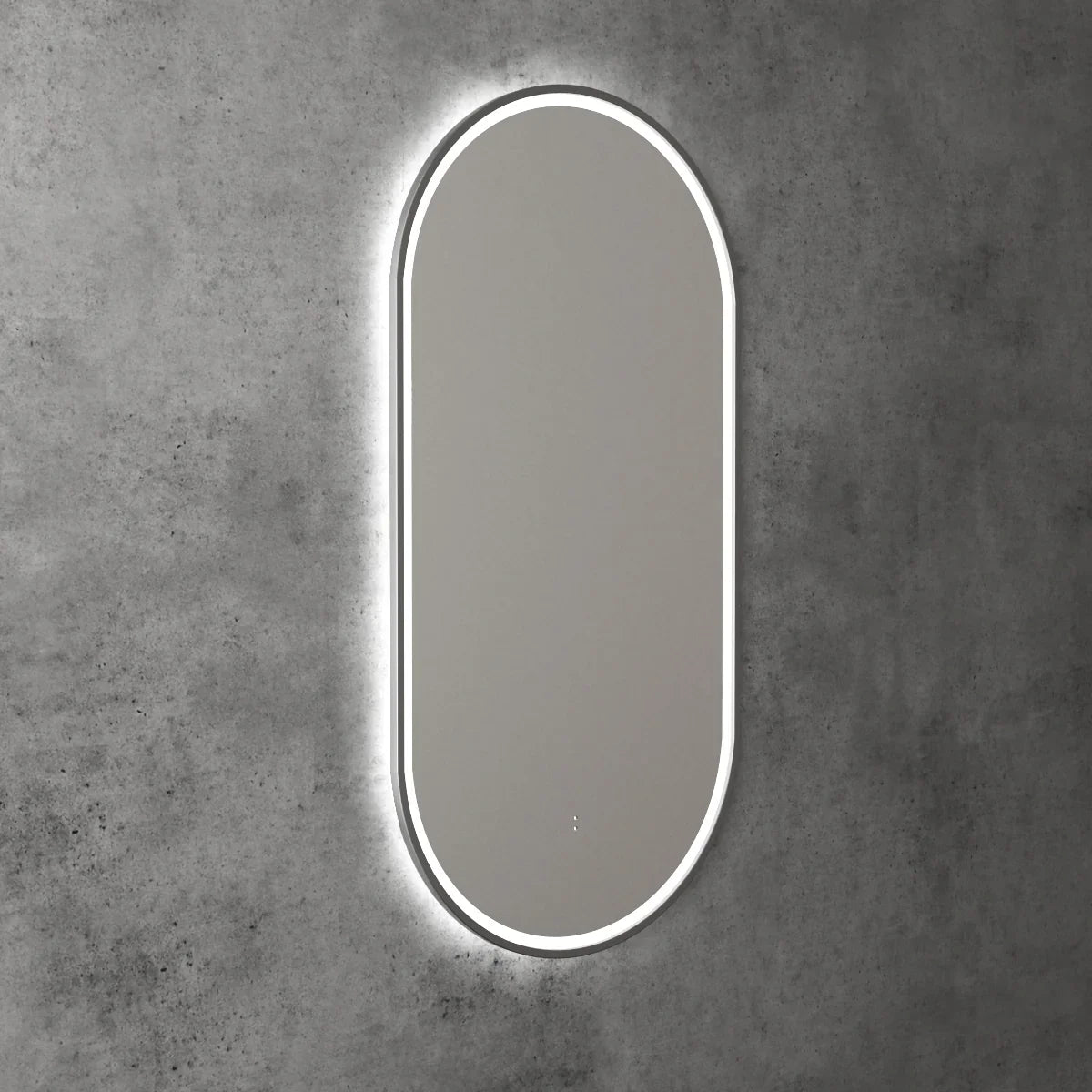 Pill Shape LED Mirror Touchless switch with Demister 450x900mm - Frameless / with Frame