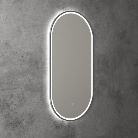 Pill Shape LED Mirror Touchless switch with Demister 450x900mm - Frameless / with Frame
