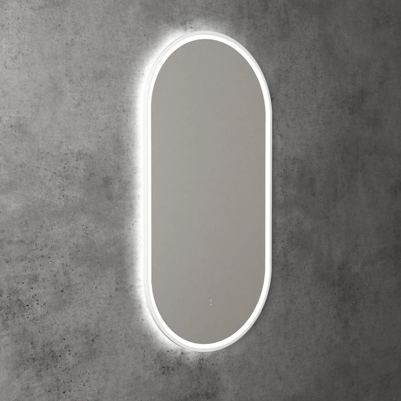 Pill Shape LED Mirror Touchless switch with Demister 450x900mm - Frameless / with Frame