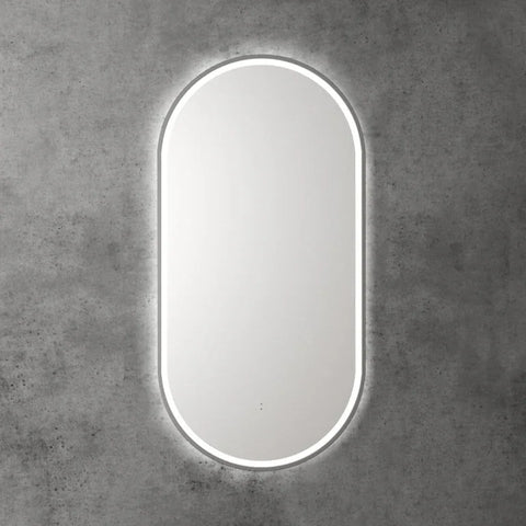 Pill Shape LED Mirror Touchless switch with Demister 450x900mm - Frameless / with Frame