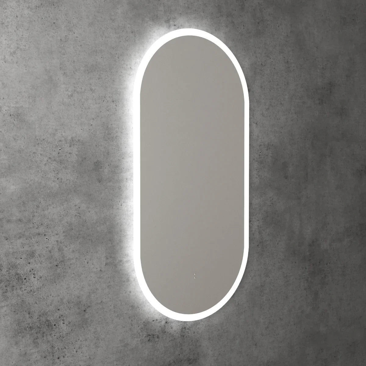 Pill Shape LED Mirror Touchless switch with Demister 450x900mm - Frameless / with Frame