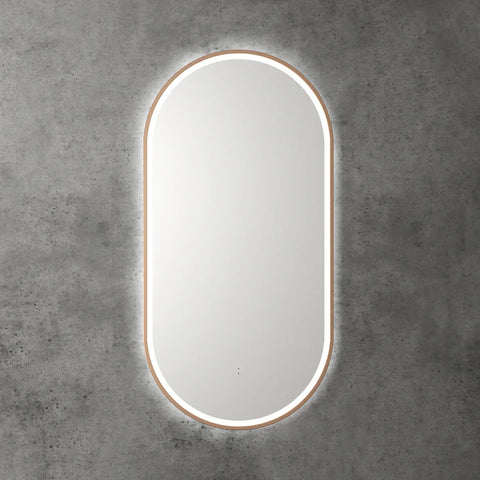 Pill Shape LED Mirror Touchless switch with Demister 450x900mm - Frameless / with Frame