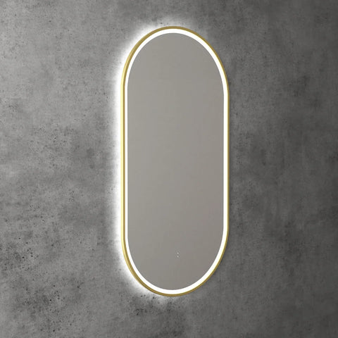 Pill Shape LED Mirror Touchless switch with Demister 450x900mm - Frameless / with Frame