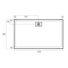 Metro Low Profile Polymarble Shower Base with Stonelite Waste Cover - Various Sizes