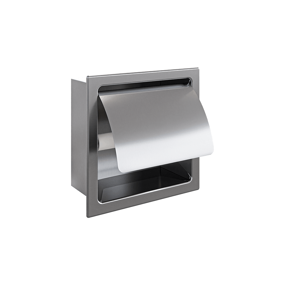 Recessed Single Toilet Roll Holder in Satin Stainless Steel - ML261_S