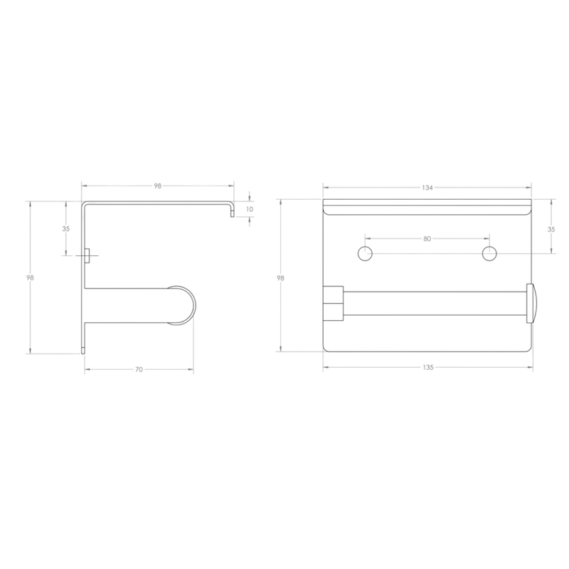Single Toilet Roll Holder with Shelf in Graphite - ML268_TRH_GRAPHITE