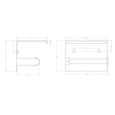 Single Toilet Roll Holder with Shelf in Graphite - ML268_TRH_GRAPHITE