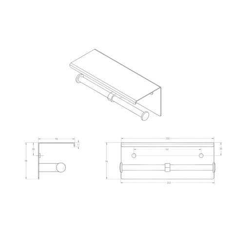Double Toilet Roll Holder with Shelf Top in Designer Black - ML269_TRH_DESIGNER