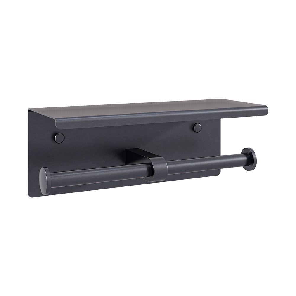 Double Toilet Roll Holder with Shelf in Graphite - ML269_TRH_GRAPHITE