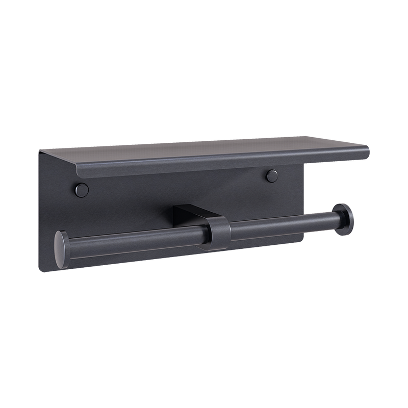 Double Toilet Roll Holder with Shelf in Graphite - ML269_TRH_GRAPHITE