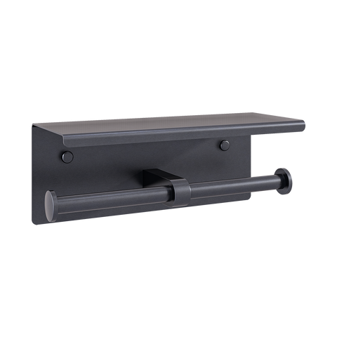 Double Toilet Roll Holder with Shelf in Graphite - ML269_TRH_GRAPHITE