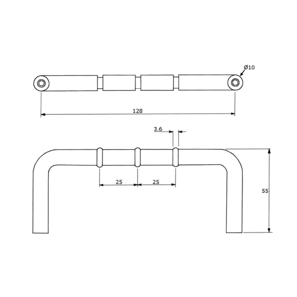 D-Pull Handle with Rubber Stopper in Satin Stainless Steel - ML315R_SS