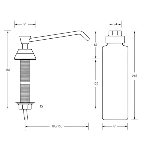 Bench Mounted Soap Dispenser 100mm Spout 475ml in Polished Stainless Steel - ML616_4