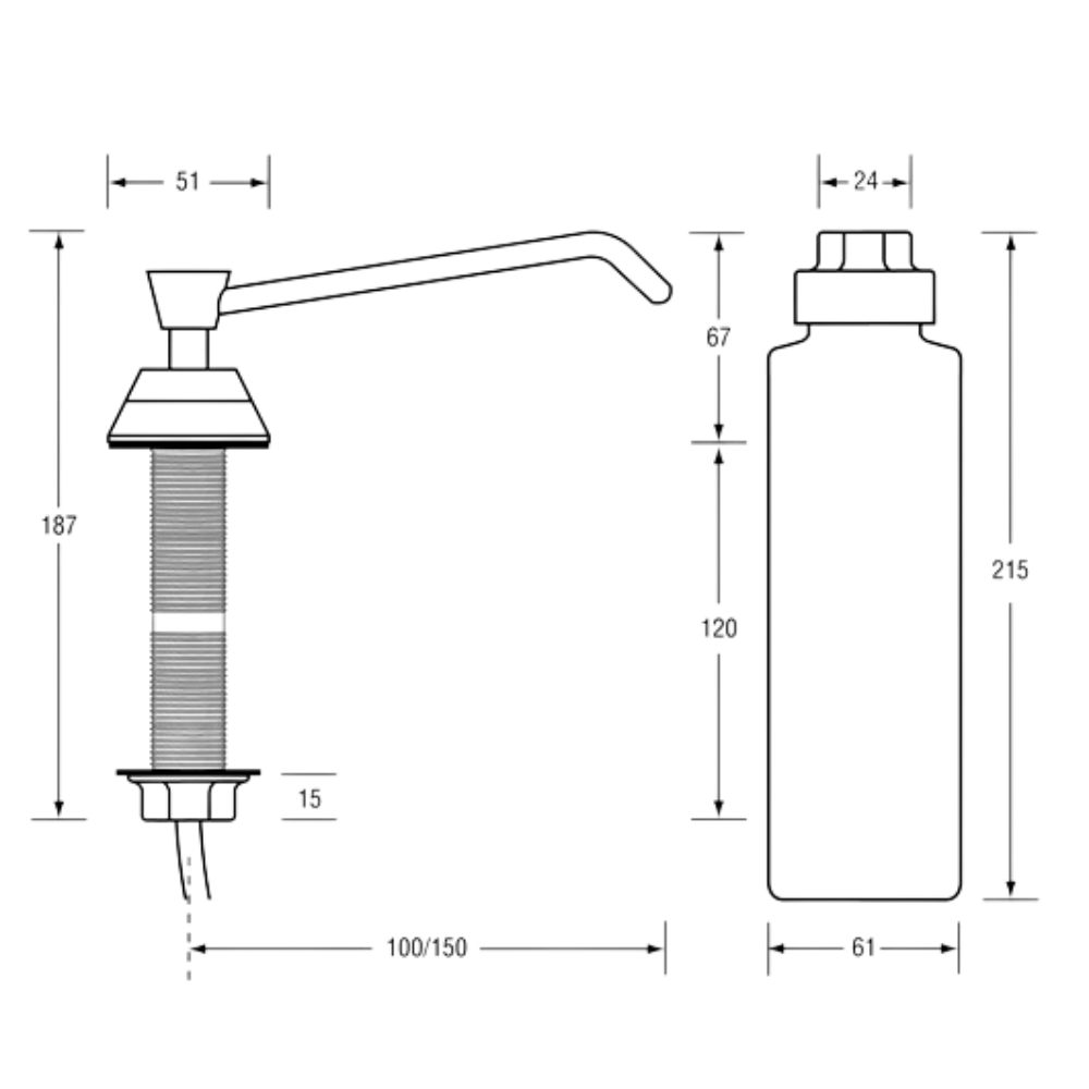 Bench Mounted Soap Dispenser 150mm Spout 475ml in Polished Stainless Steel - ML616_6