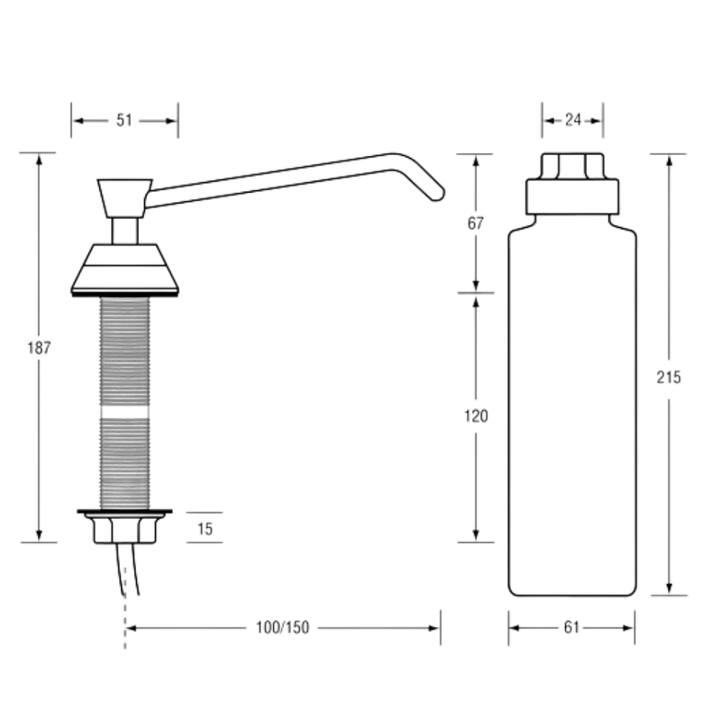 Bench Mounted Soap Dispenser 150mm Spout 475ml in Polished Stainless Steel - ML616_6