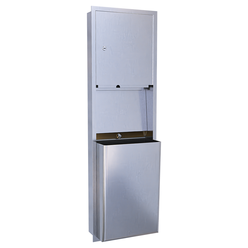 Recessed Paper Towel Dispenser & Waste Receptacle in Satin Stainless Steel - ML705_REC_MK2