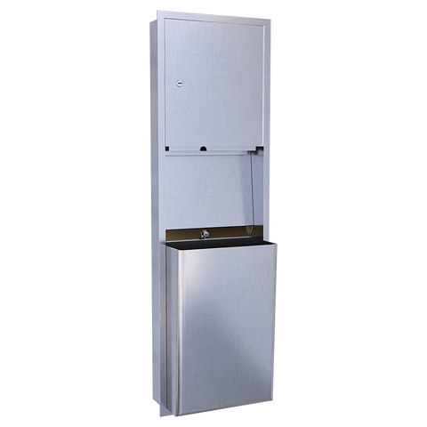 Recessed Paper Towel Dispenser & Waste Receptacle in Satin Stainless Steel - ML705_REC_MK2