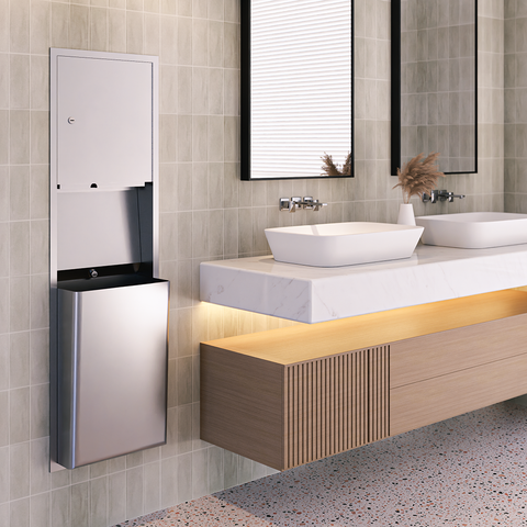 Recessed Paper Towel Dispenser & Waste Receptacle in Satin Stainless Steel - ML705_REC_MK2