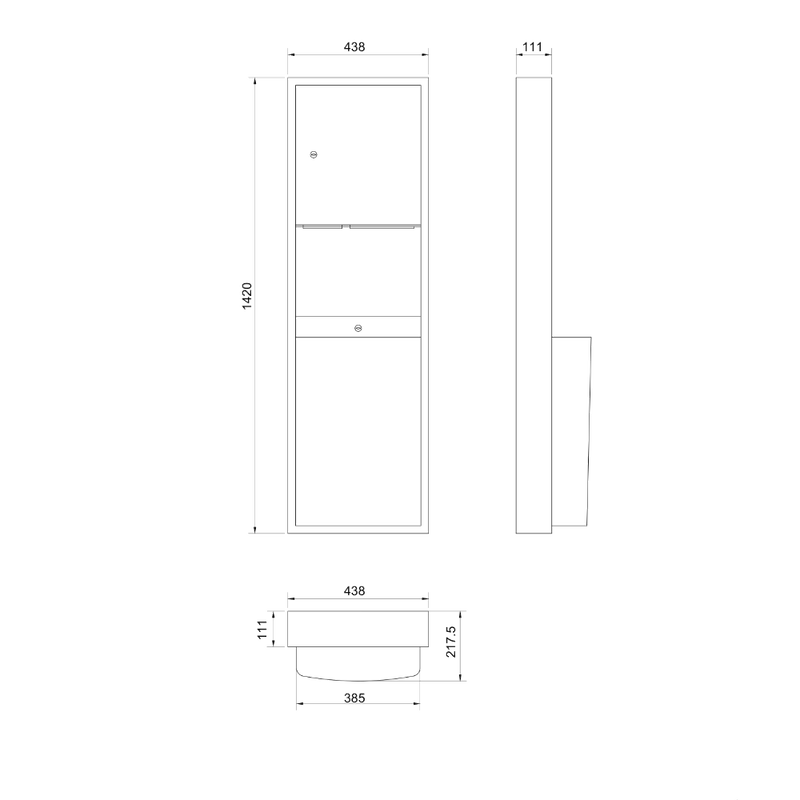 Surface Mounted Paper Towel Dispenser & Waste Receptacle in Satin Stainless Steel - ML705_SM_MK2