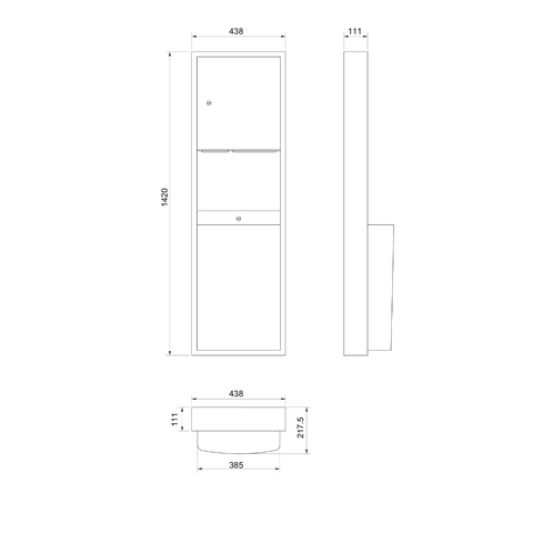 Surface Mounted Paper Towel Dispenser & Waste Receptacle in Satin Stainless Steel - ML705_SM_MK2