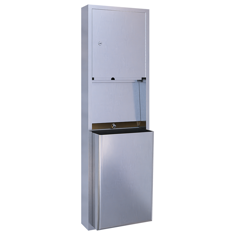 Surface Mounted Paper Towel Dispenser & Waste Receptacle in Satin Stainless Steel - ML705_SM_MK2