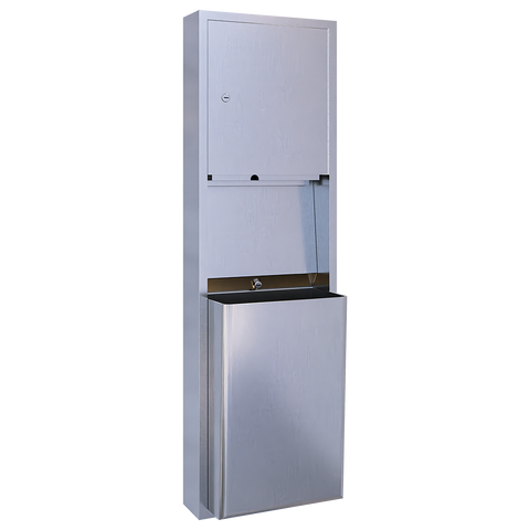 Surface Mounted Paper Towel Dispenser & Waste Receptacle in Satin Stainless Steel - ML705_SM_MK2