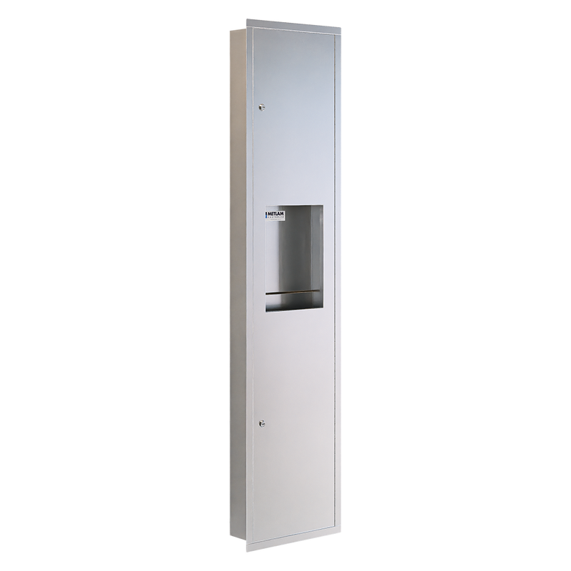 Recessed Paper Towel Dispenser & Waste Receptacle in Satin Stainless Steel - ML706_REC_MK3