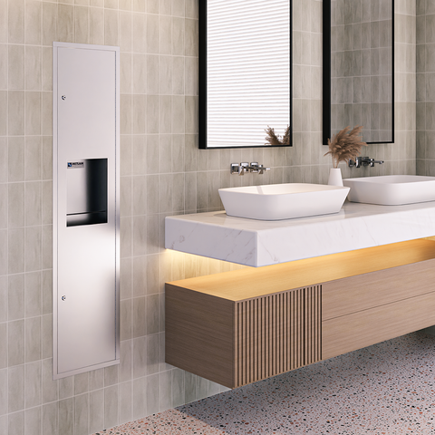 Recessed Paper Towel Dispenser & Waste Receptacle in Satin Stainless Steel - ML706_REC_MK3