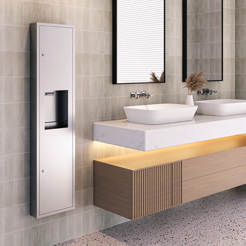 Surface Mounted Paper Towel Dispenser & Waste Receptacle in Satin Stainless Steel - ML706_SM_MK3