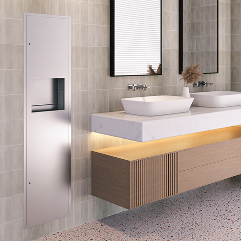 Recessed Paper Towel Dispenser & Waste Receptacle in Satin Stainless Steel - ML708_REC