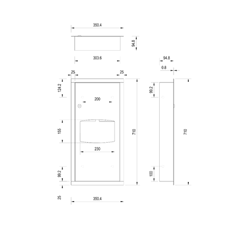 Recessed Paper Towel Dispenser & Waste Receptacle in Designer Black - ML710_REC_MK3_DESIGNER