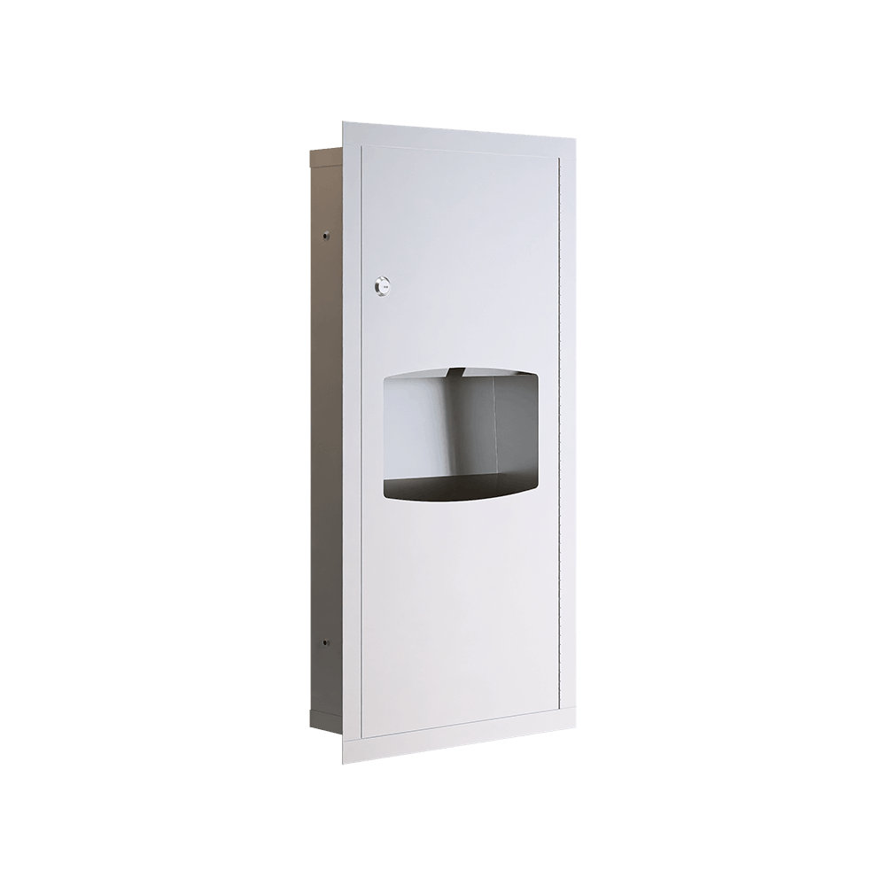 Recessed Paper Towel Dispenser & Waste Receptacle in Satin Stainless Steel - ML710_REC_MK3