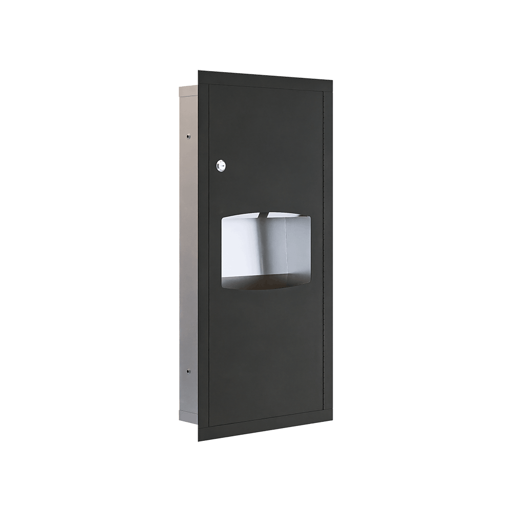 Recessed Paper Towel Dispenser & Waste Receptacle in Designer Black - ML710_REC_MK3_DESIGNER